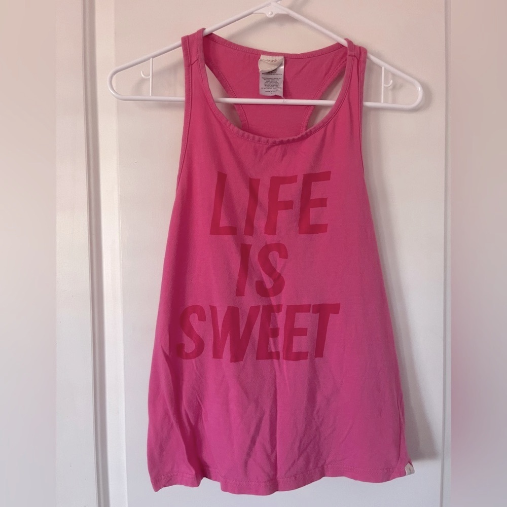 “Life is Sweet” Munki Munki Pink Graphic Tank Top